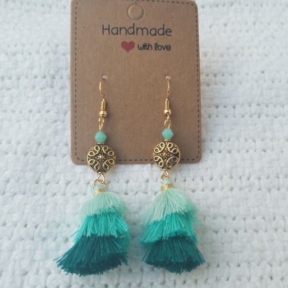 handmade Jewelry - Handmade Torqouise Ombre Tassel earrings